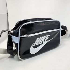 VTG Nike Swoosh Black & White Messenger Crossbody Gym Bag Unisex Bag